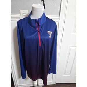 Texas Rangers Large Blue Majestic Cool Base 1/4 Zip Pullover Long Sleeve